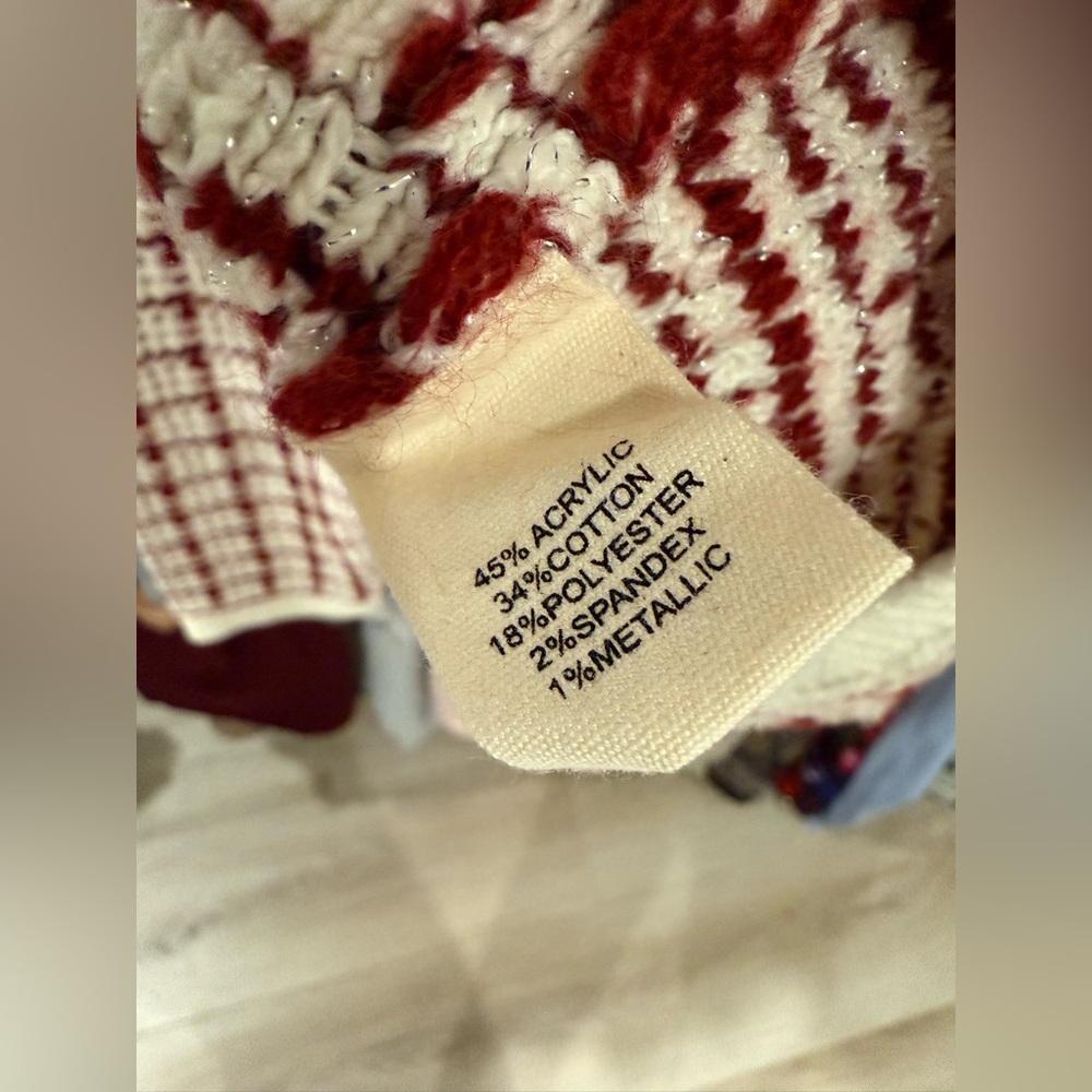 Marled Tweed Style Knit Women's Cream and Red Cardigan - Picture 7 of 8